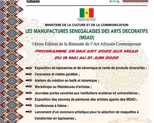 Programme IN Dak’Art 2022 aux MSAD du 19 mai au 21 juin 2022
