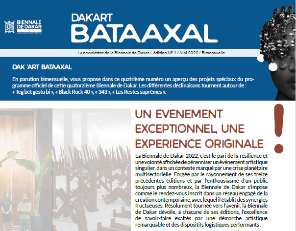 La newsletter de la Biennale de Dakar / édition N° 4 / Mai 2022 / Bimensuelle